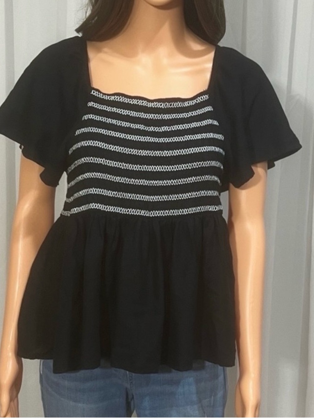 SO Black and White Striped Blouse